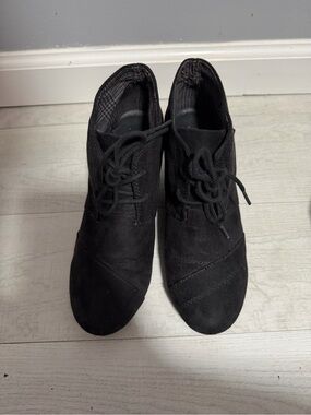 Black Suede Lace-Up Ankle Booties - Women